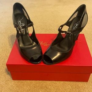 Patent Peep Toe Pumps
